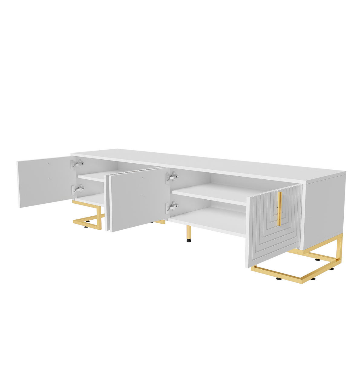 TV-LOWBOARD aus Spanplatte 170x40x45,5 cm Weiß mit 4 Türen und verstellbaren Füßen - Weiß, Holzwerkstoff (200/60/35cm) - IVMEU