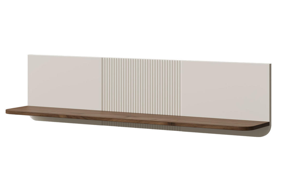WANDREGAL Marly Kaschmir / Walnuss 120 / 22 / 30 cm - Beige/Braun, Holz/Holzwerkstoff (120/30/22cm) - Feldmann-Wohnen