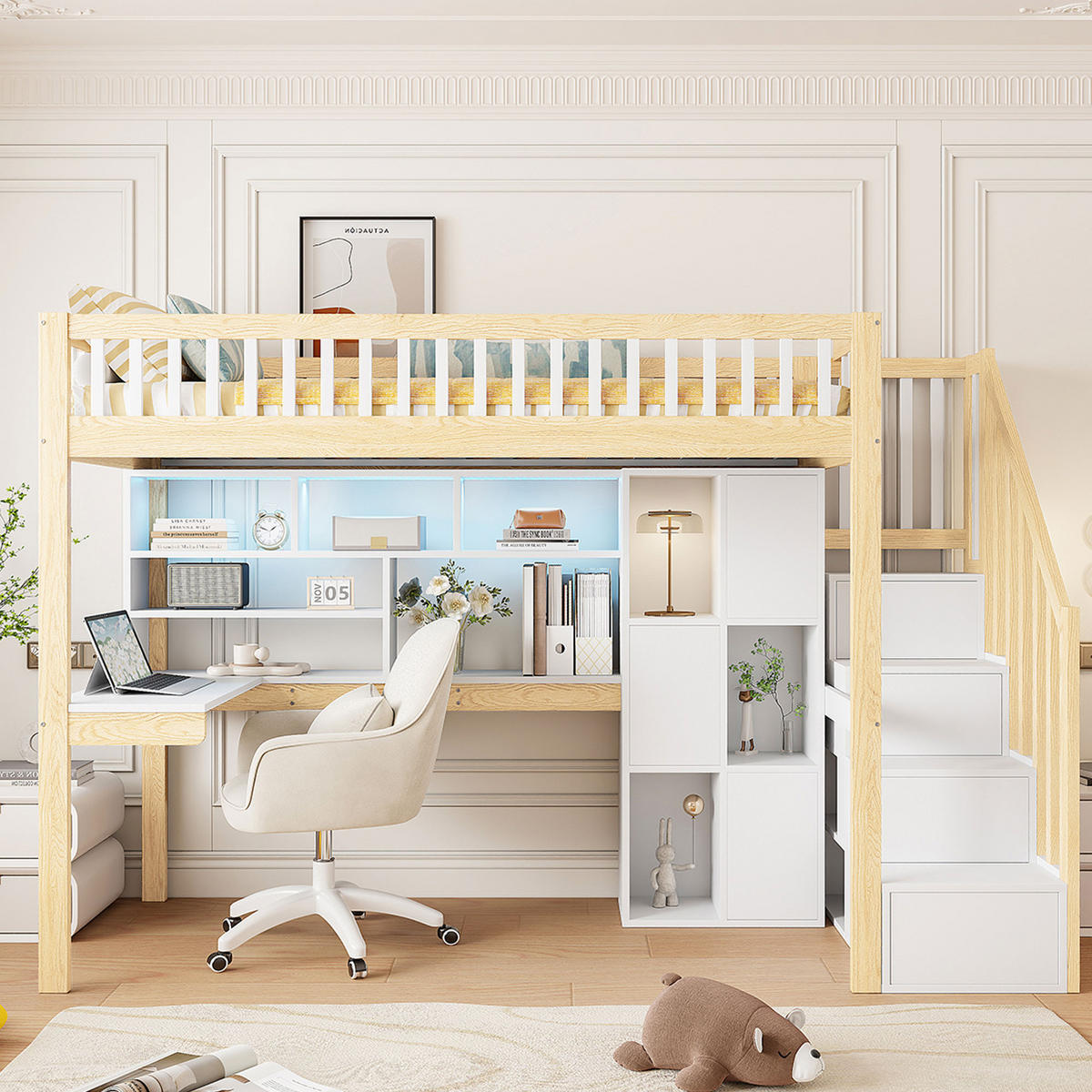 HOCHBETT 90/200 cm Weiß, Natur - Ahornfarben/Weiß, Holz - Raumix