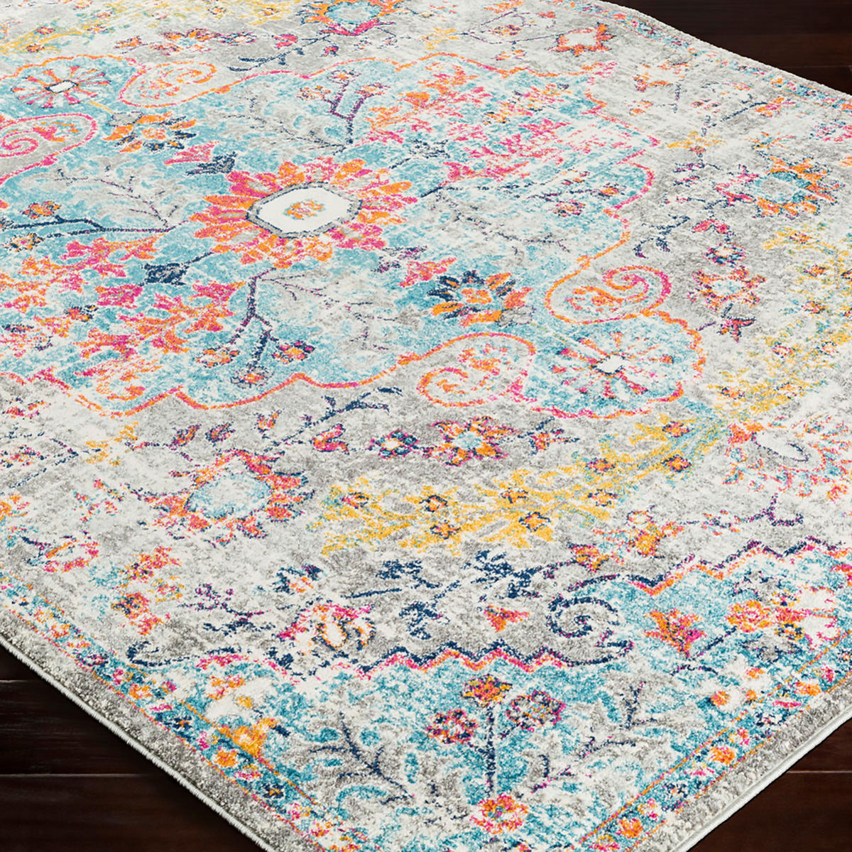 VINTAGE-TEPPICH 80/220 cm Mehrfarbig - Blaugrau, Naturmaterialien/Textil (80/220cm) - LIVABLISS
