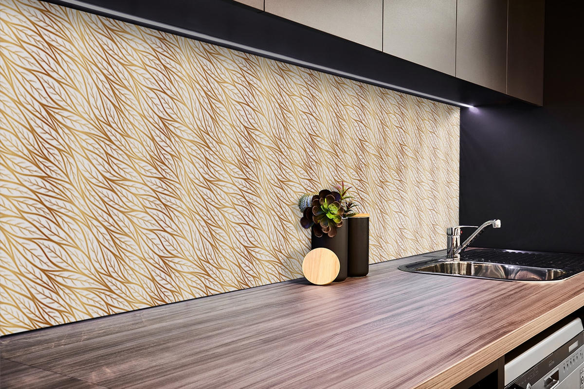 WANDPANEEL 100 x 50 cm Goldene Blätter - Hellgelb/Goldfarben, Textil (100/1.6/50cm) - TULUP