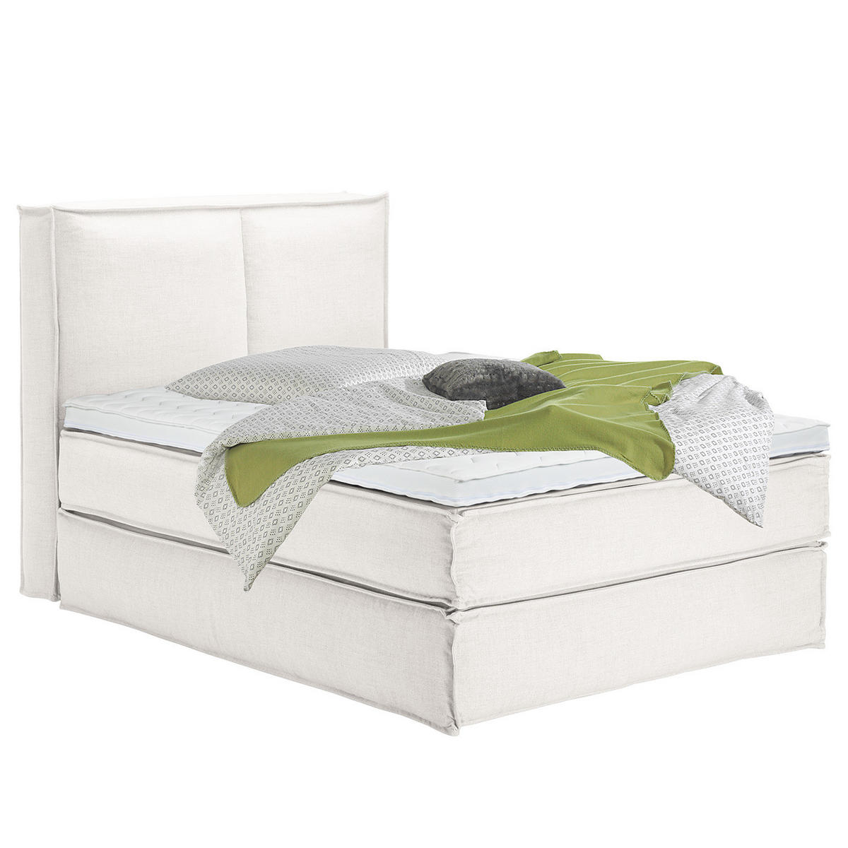 BOXSPRINGBETT mit Kopfteil - Premium - Weiß, Textil (140/200cm) - home24