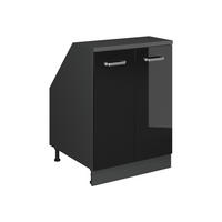 KUCHYNSKÁ SKRIŇA PRE ŠIKMÉ STRECHY R-Line Čierny vysoký lesk 60 cm s 2 dverami, korpus skrine hĺbka 60 cm - antracitová/čierna s vysokým leskom, kompozitné drevo (60/83.8/60cm) - Vicco