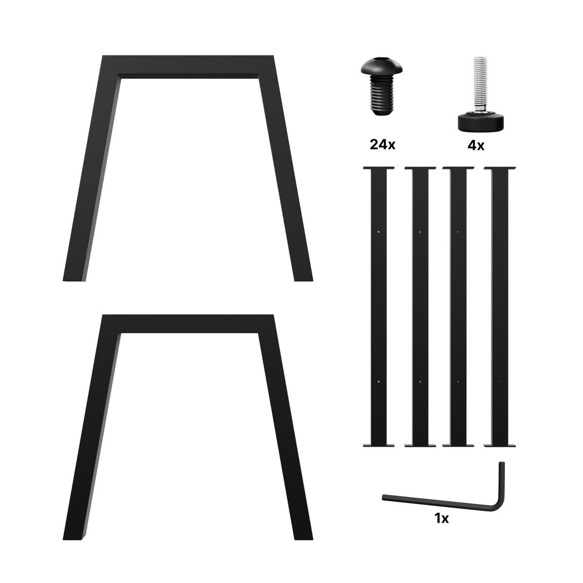 TISCHBEINE Thusia Extreme Schwarz Metall 260/80/72 cm - Schwarz, Metall (80/72/260cm) - Metalo Pro
