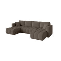 SEDACÍ SOUPRAVA DO U s funkcí spaní a úložným prostorem GARD-U 300x146x85 hnědá bouclé - černá/hnědá, kompozitní dřevo/textil (300/85/146cm) - ALTDECOR