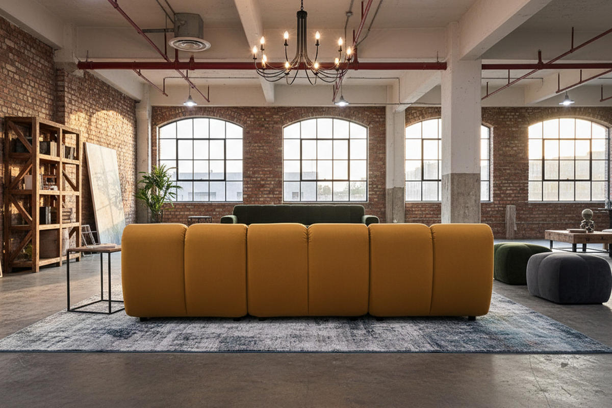MODULSOFA LAYLA Gelb Velvet - Gelb/Schwarz, Buchenholz/Textil (274/74/99cm) - KAWOLA