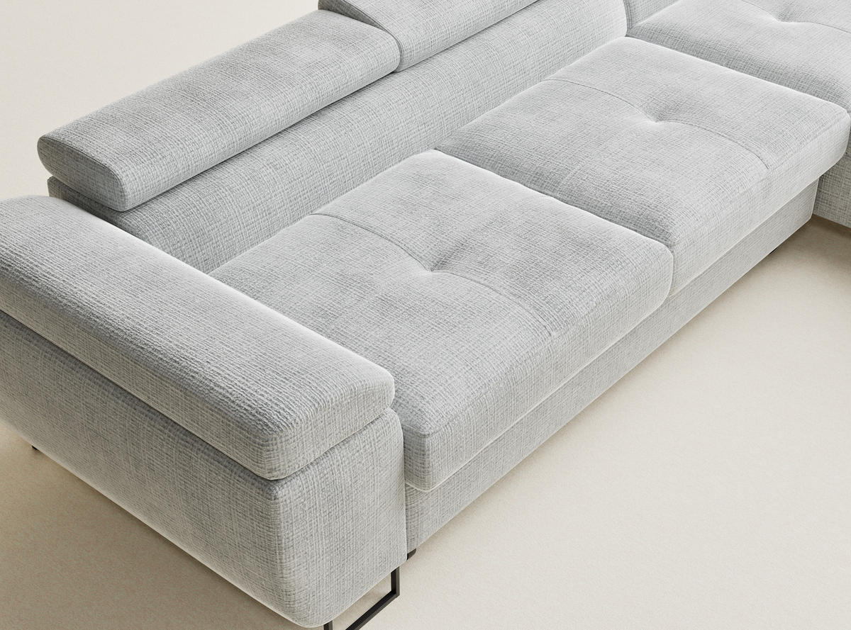 ECKSOFA Concord Grau Chenille-Stoff - Rechts Seite - Schwarz/Grau, Holz/Holzwerkstoff (277/203cm) - Maison de Reve
