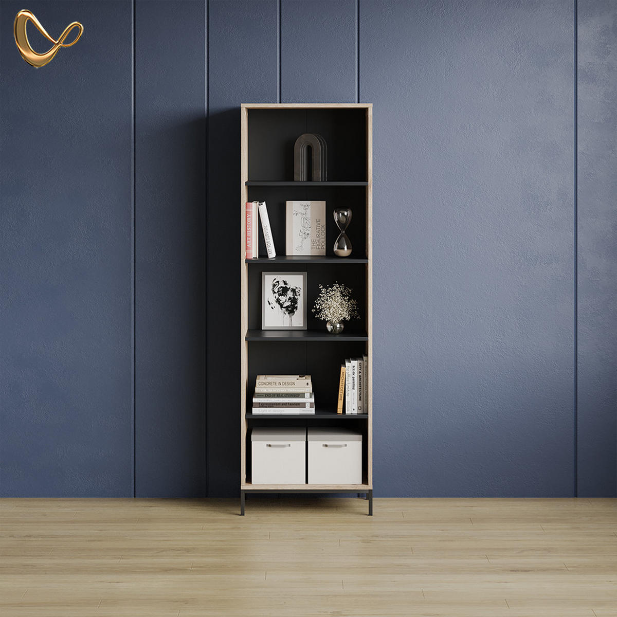 BÜCHERREGAL Aterno Viking Oak mit 5 Fächern - Eichefarben, Holzwerkstoff (60/180/40cm) - Livinity®