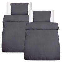 BETTWÄSCHE Meline 135/200 cm + Kissenbezug 80/80 cm Anthrazit Seersucker 2er Set - Anthrazit, Textil (80/80cm) - Beautissu 