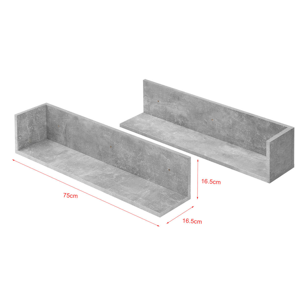 WANDREGAL-SET 2 TLG. Elverum - Grau, Holzwerkstoff (75/16.5/16.5cm) - [en.casa]