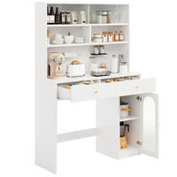 BUFFET 120/45/180 cm in Weiß mit Arbeitsfläche, 2 Schubladen und Hakenleiste - Weiß, Holzwerkstoff (120/180/45cm) - Flora Grace