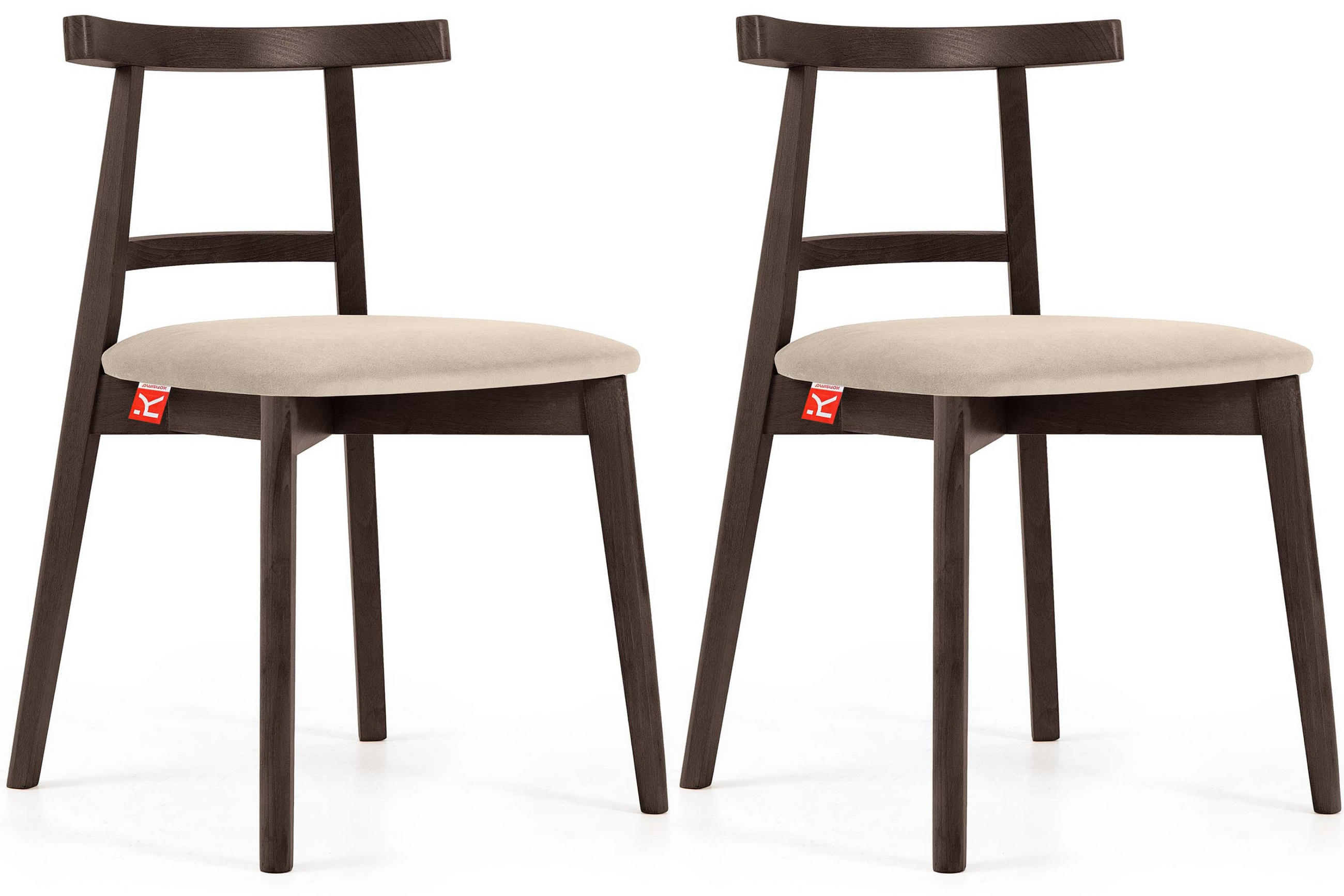 ESSTISCHSTÜHLE LILIO 2 St Vintage, Creme / dunkelbraun - Dunkelbraun/Creme, Holz/Textil (47/76/45cm) - KONSIMO®