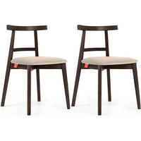 ESSTISCHSTÜHLE LILIO 2 St Vintage, Creme / dunkelbraun - Dunkelbraun/Creme, Holz/Textil (47/76/45cm) - KONSIMO®