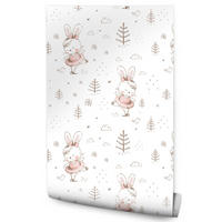VLIESTAPETE Ballerina-Häschen – Rosa, Grau, Weiß – 50x1000 cm - Rosa/Weiß, Papier (50/1000cm) - Muralo