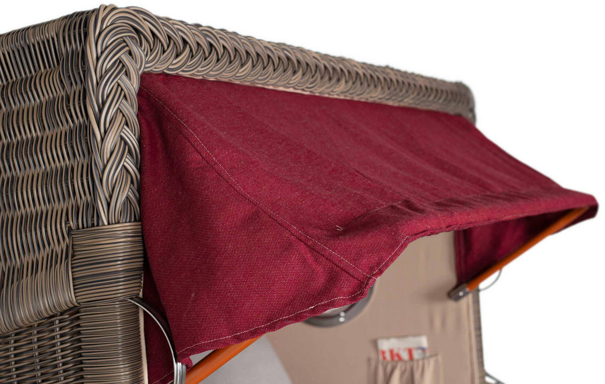 STRANDKORB XXL Düne Grande 2,5 Sitzer - Rot/Braun, Metall (142/170/95cm) - Mr. Deko