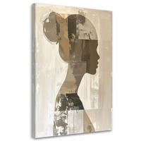 LEINWANDBILD, Weibliche Figur abstrakt in beige Boho Stil - Beige, Textil (70/100cm) - Feeby