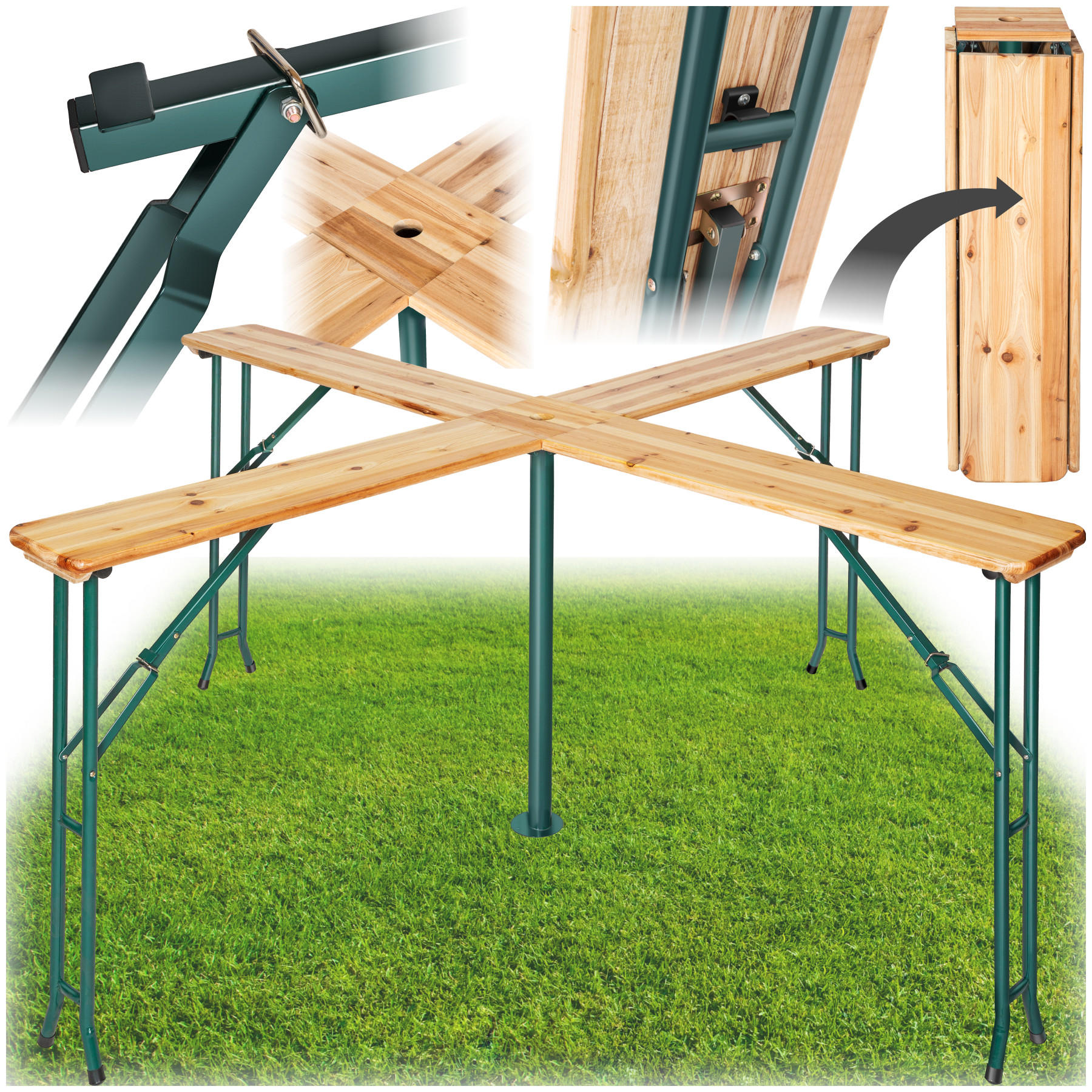 STEHTISCH Quattro,241 x 241 x 103 cm,braun - Braun, Holz - tectake