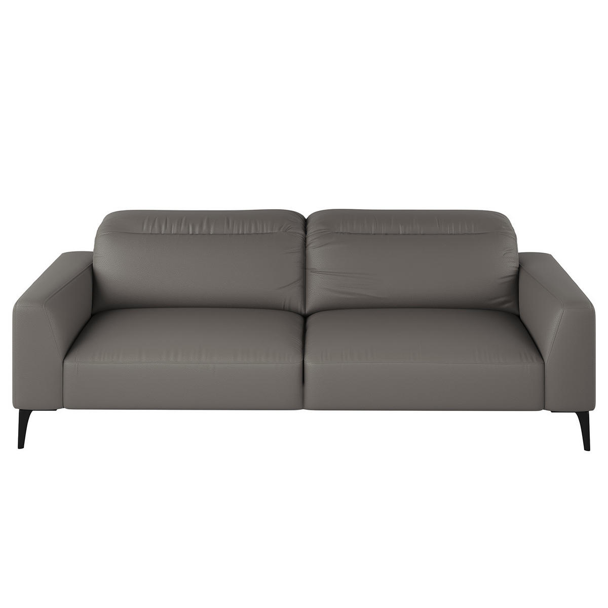 3-SITZER SOFA - Schwarz/Grau, Leder/Metall (233/73/107cm) - home24