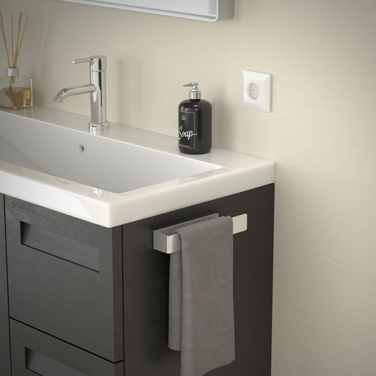 HANDTUCHHALTER ohne Bohren 22cm Silber - Silberfarben, Metall (22/3.5/4.5cm)