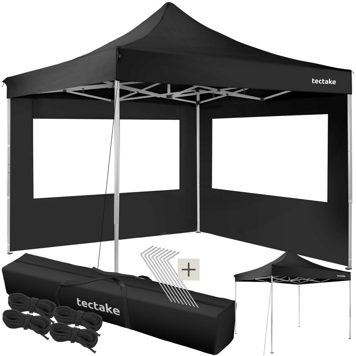 PAVILLION aus Aluminium Olivia, inklusive Spannseilen, Heringen und Tragetasche, schwarz - Schwarz, Kunststoff (300/280/300cm) - tectake