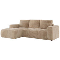 ECKSOFA MONIVA Beige Plüsch - Links - Beige/Schwarz, Textil (164/266cm) - MKS