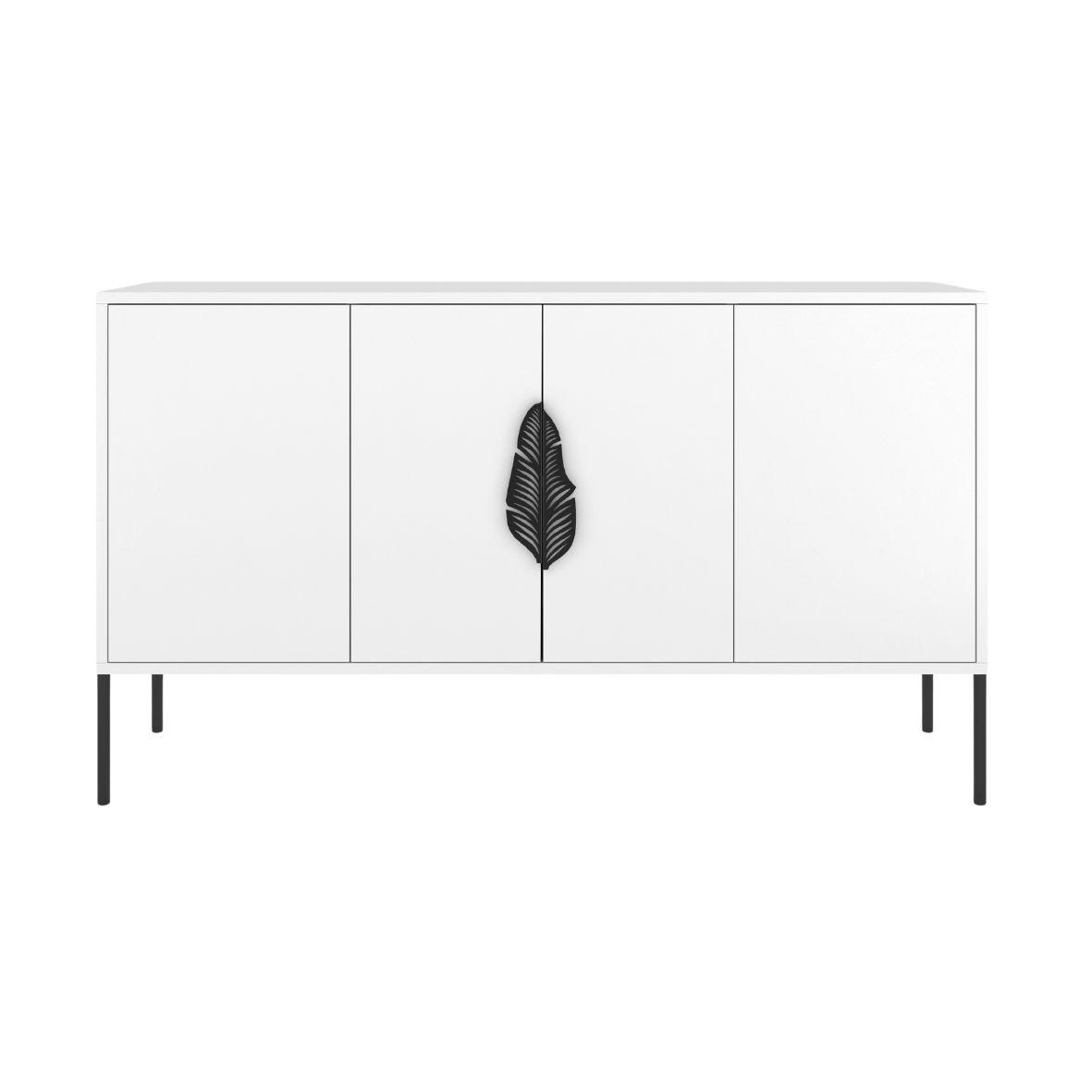 SIDEBOARD Merlin, Weiß, Schwarze Details - Schwarz/Weiß, Holzwerkstoff/Metall (138/79/40cm) - Skandica