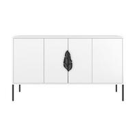 SIDEBOARD Merlin, Weiß, Schwarze Details - Schwarz/Weiß, Holzwerkstoff/Metall (138/79/40cm) - Skandica