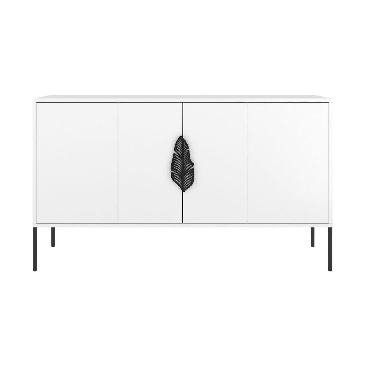 SIDEBOARD Merlin, Weiß, Schwarze Details - Schwarz/Weiß, Holzwerkstoff/Metall (138/79/40cm) - Skandica