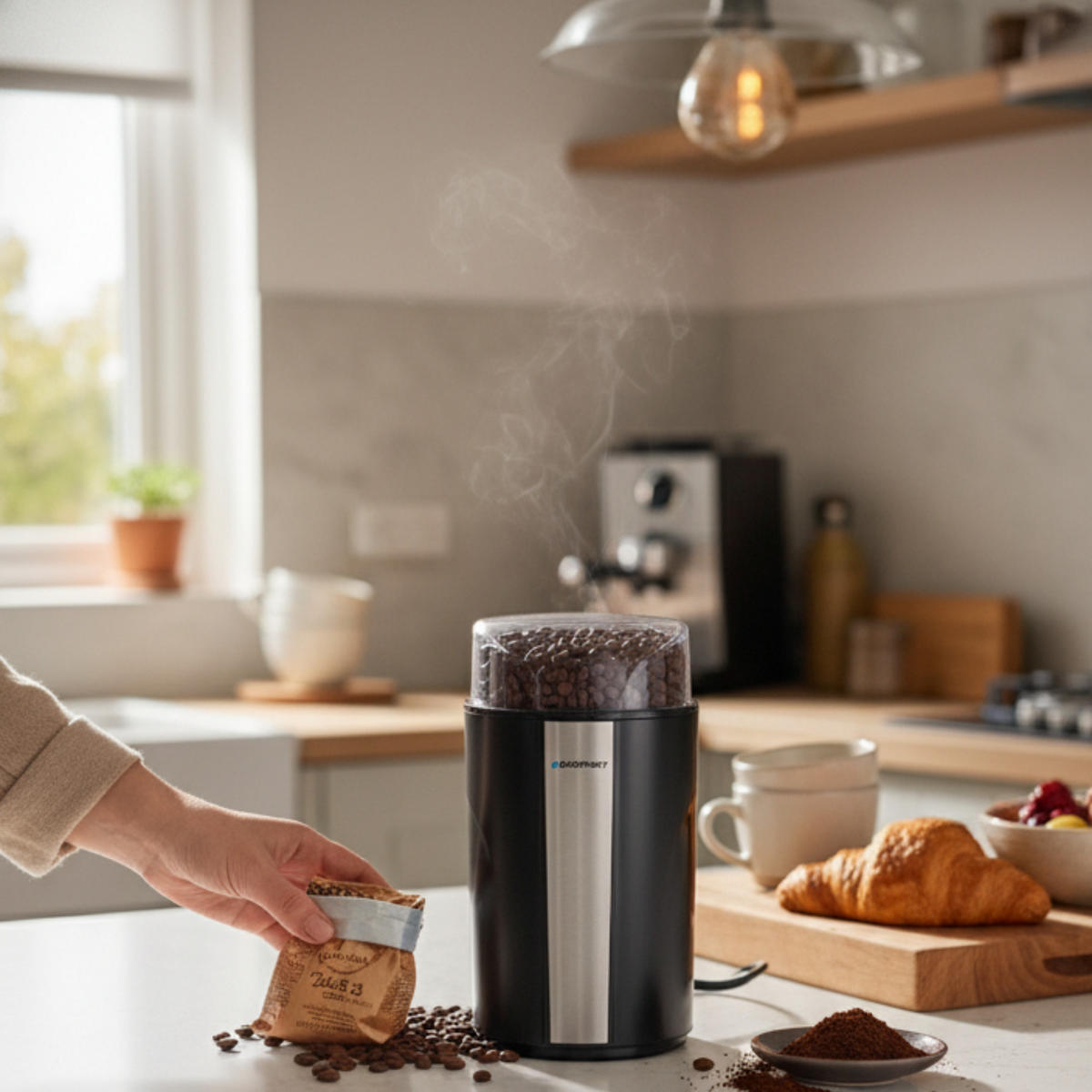 KAFFEEMÜHLE MEN834 Schwarz/Silber 200W 70g Edelstahl - Schwarz, Kunststoff/Metall (10/18.5/10cm)