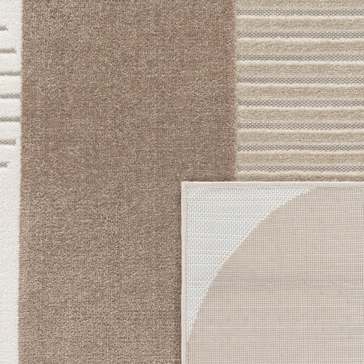 TEPPICH Kurzflor Abstrakt Wohnzimmer schmutzabweisend Beige Rund 200D - Beige, Textil (200/200cm) - KADIMA DESIGN