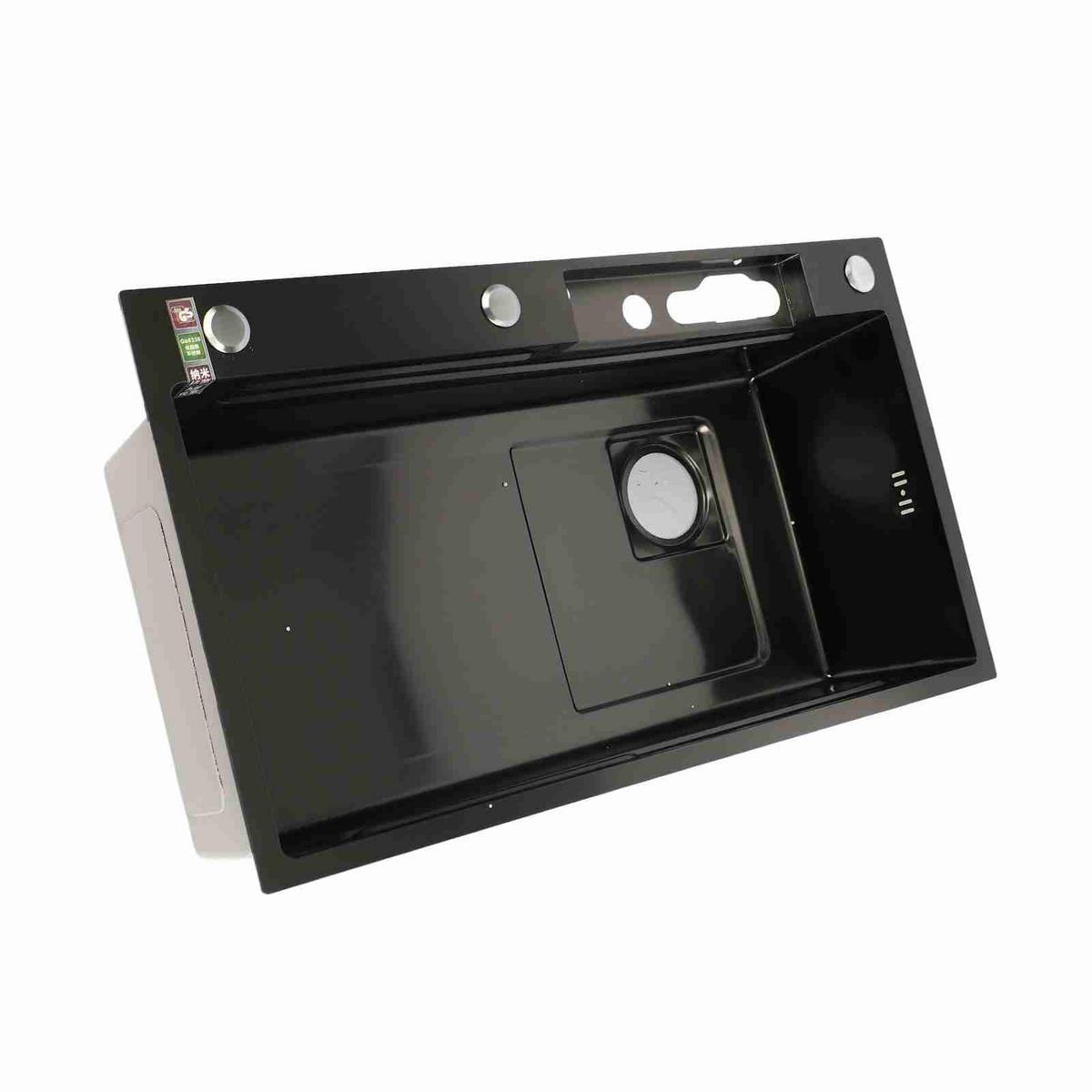 KÜCHENSPÜLE Edelstahl – Einbauspüle mit Digitalanzeige, gebürstet, extra dick, großes Spülbecken, modern - Schwarz, Metall (45/20/80cm) - Ej. Life