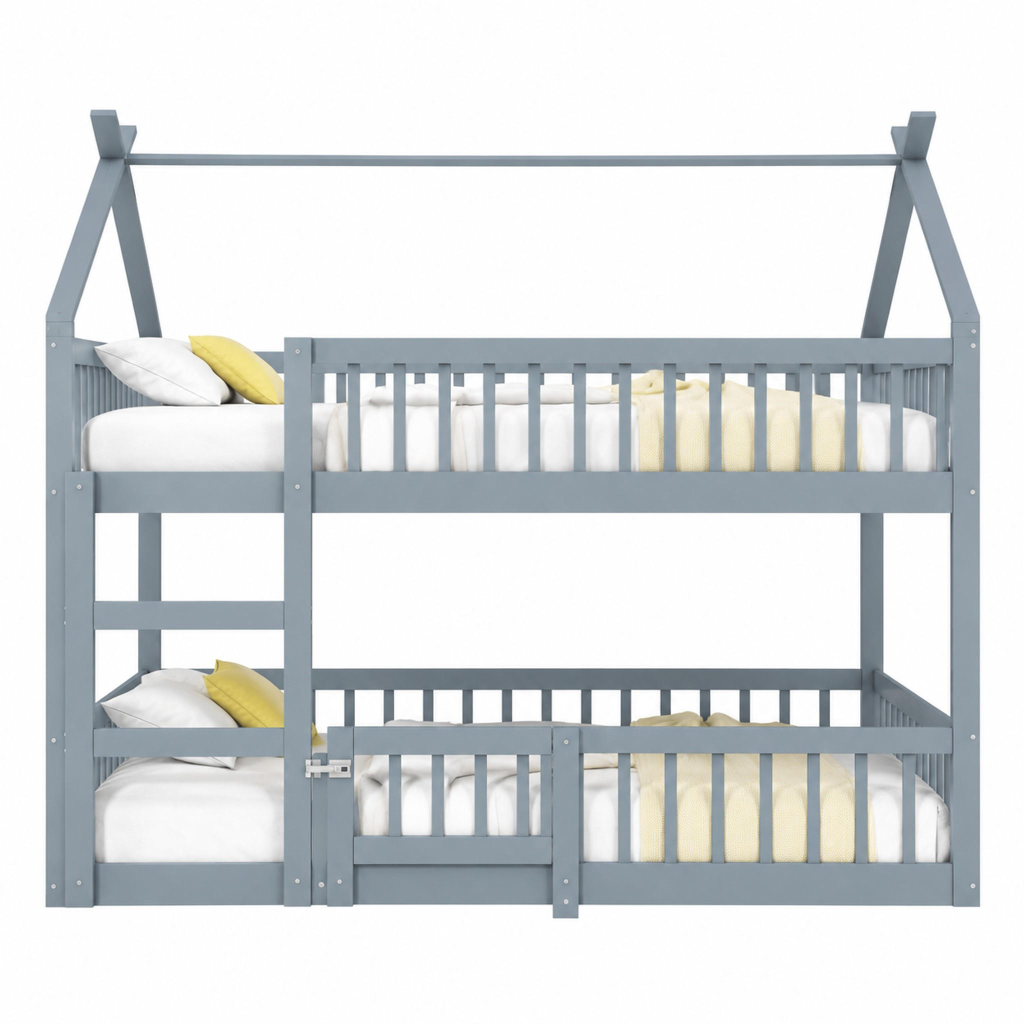 ETAGENBETT mit Treppe 140x200 cm Massivholz Grau - Grau, Holzwerkstoff (140/200cm) - Beauniv