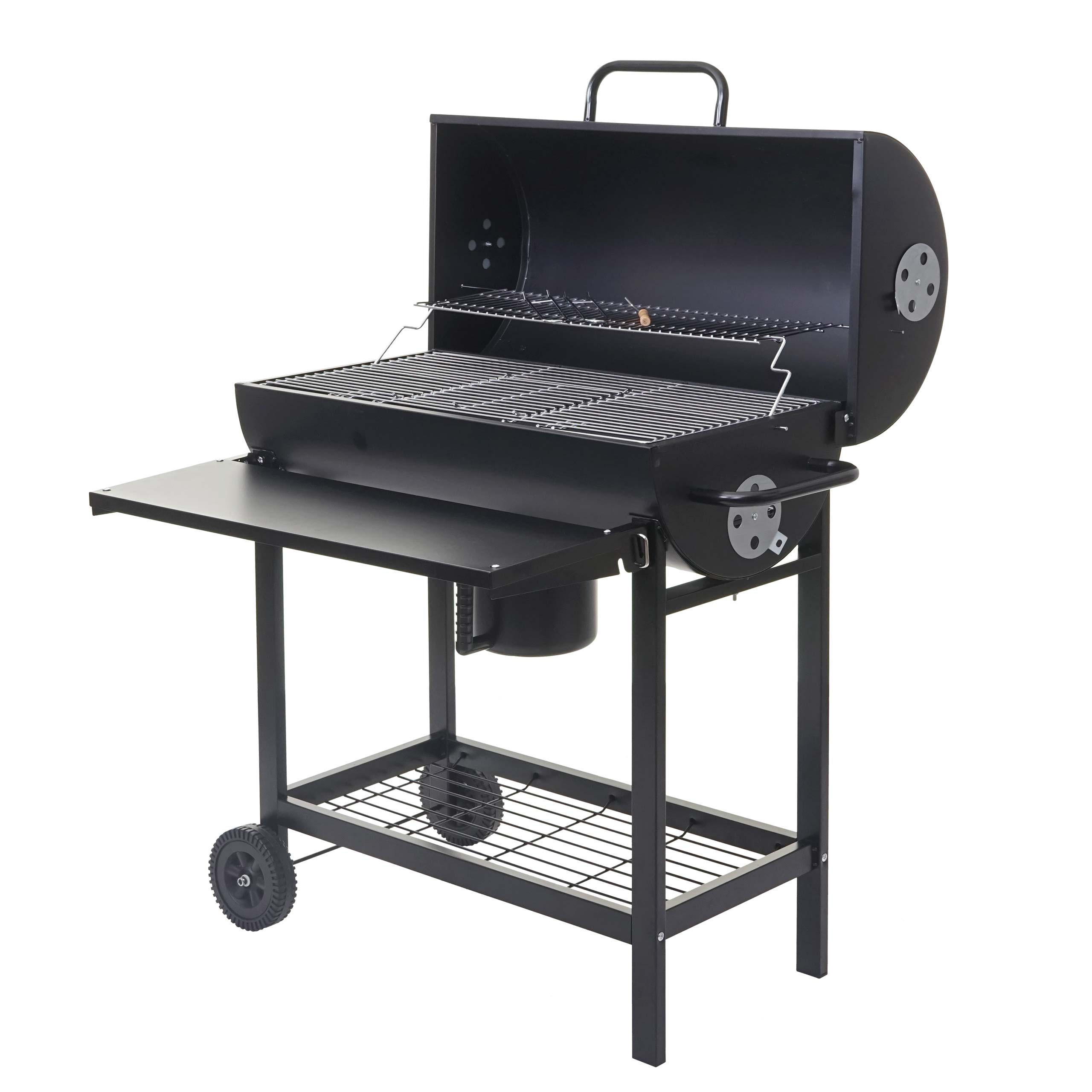 GRILLWAGEN MIT DECKEL UND ABLAGE Schwarz - Schwarz, Metall (93/103/70cm) - MCW