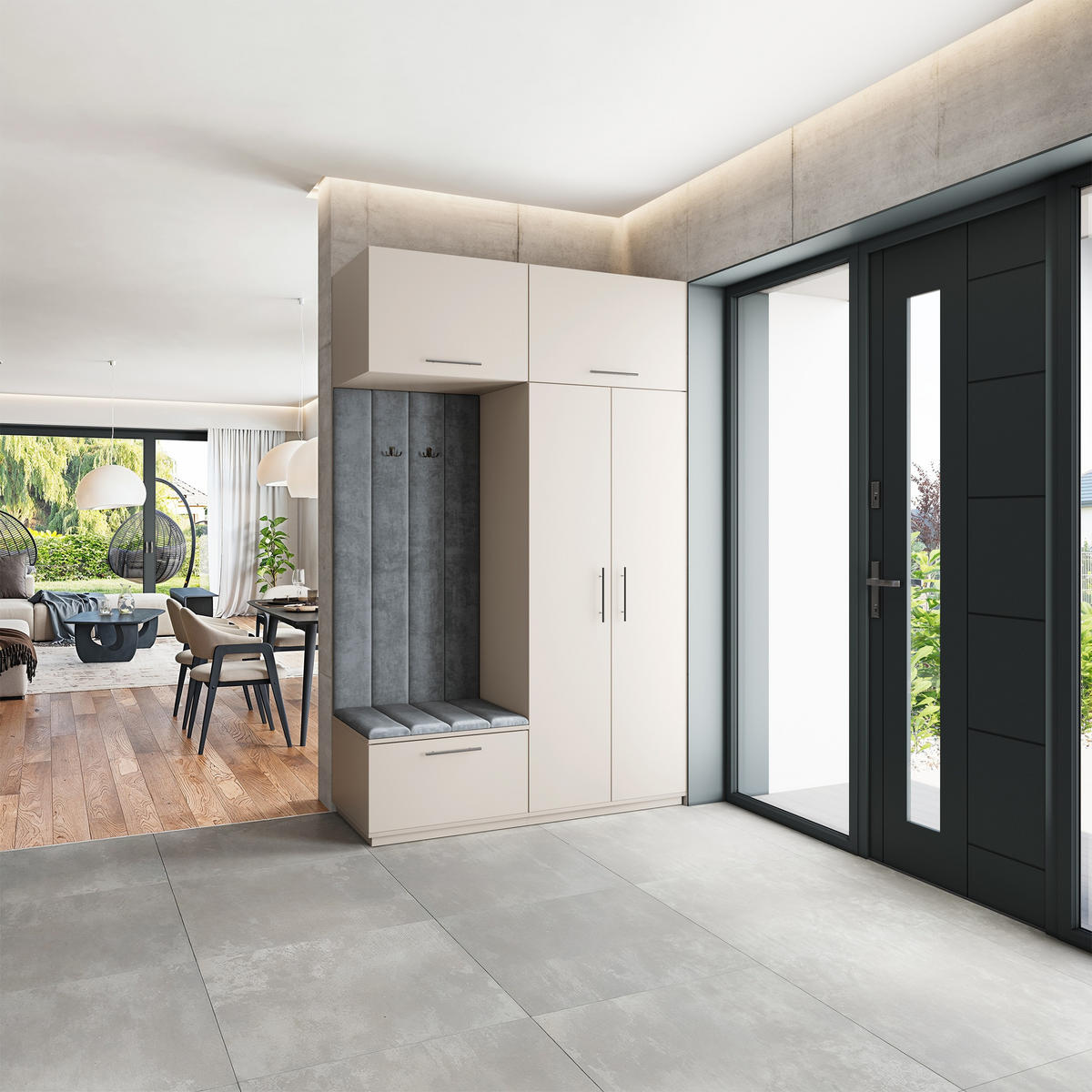 GARDEROBENSCHRANK REMA 150/240/60 cm Modern Garderobe-Set Kaschmir - Kaschmir/Grau, Holzwerkstoff (150/240/60cm) - MASSENO