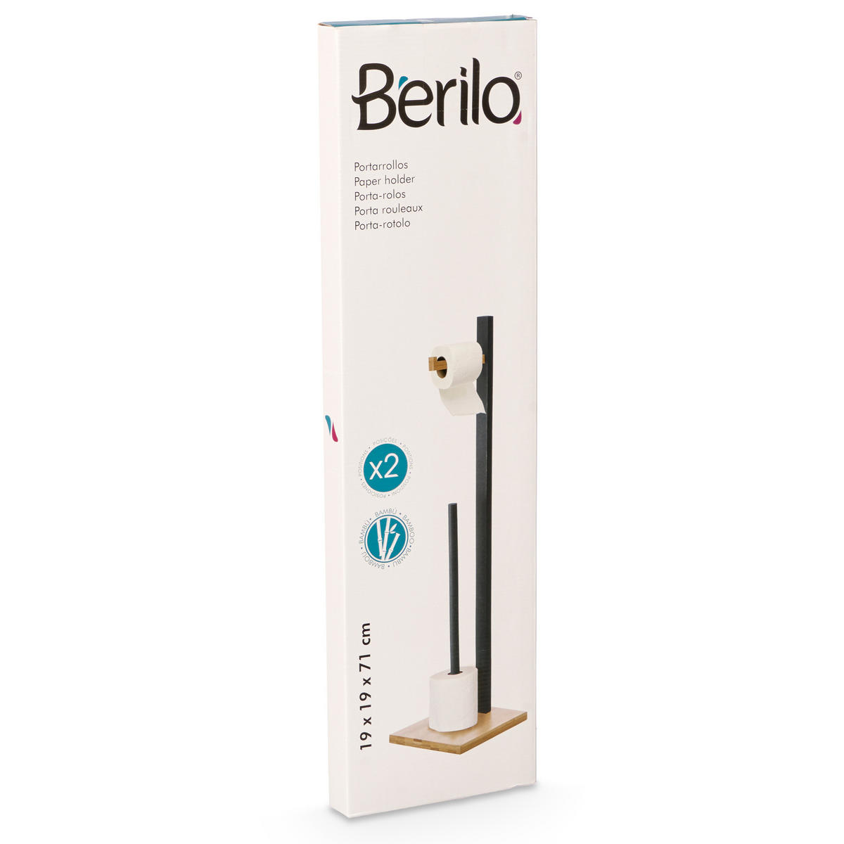 TOILETTENPAPIERSTÄNDER Clom 19/19/71 cm - Schwarz, Naturmaterialien (19/71/19cm) - Berilo