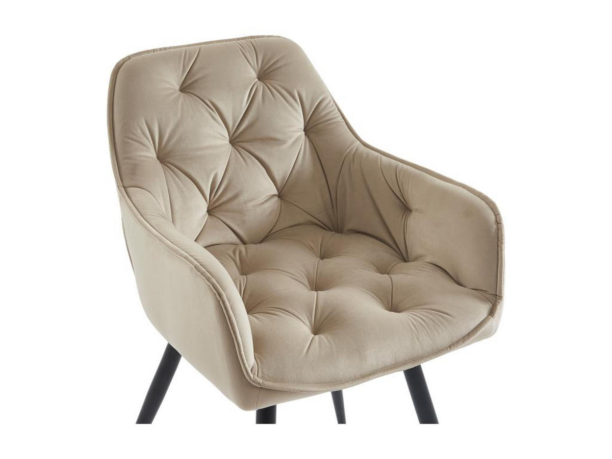 STUHL mit Armlehnen 2er-Set - Samt & schwarzes Metall - Beige - MOBELIA - Beige, Textil (64/86/56cm) - Pascal Morabito