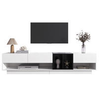 TV-LOWBOARD 190/40/42 cm mit 3 Schubladen und 2 offenen Fächern - Schwarz, Holzwerkstoff (190/42/40cm) - BEAOK
