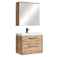 BADMÖBEL-SET Florence 3 Teile Kastanien Eiche - 60 x 35 x 51 cm - Kastanienfarben/Eichefarben, Holz (60/53/35cm) - Badplaats