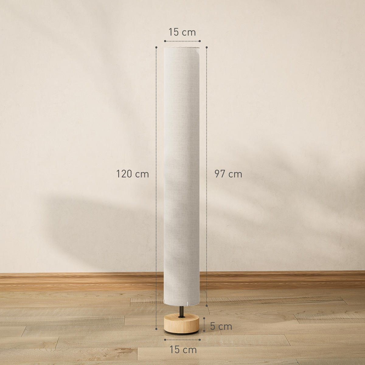 STÅENDE lampa i linne, beige - Beige, Textil (15/15/120cm) - HOMCOM