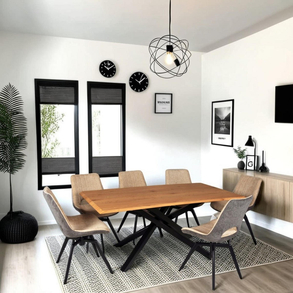 ESSTISCH MONTANA/ 180x90 cm - Eiche Handwerk Dekor und Schwarz - Eichefarben, Holzwerkstoff (180/90/75.5cm) - Weber Industries