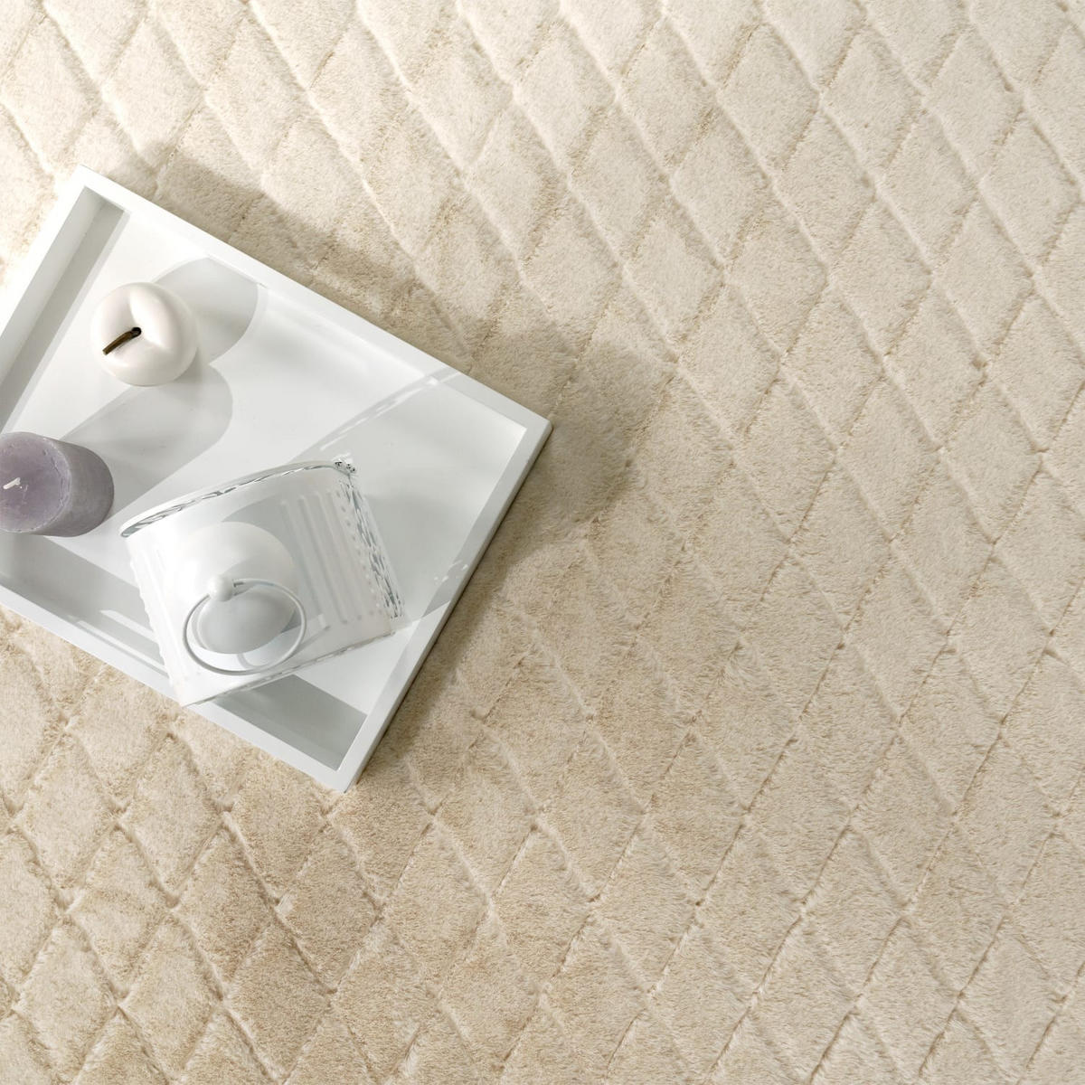 HOCHFLORTEPPICH Rauten Creme 120 x 160 cm - Creme, Kunststoff (120/160cm) - TT Home