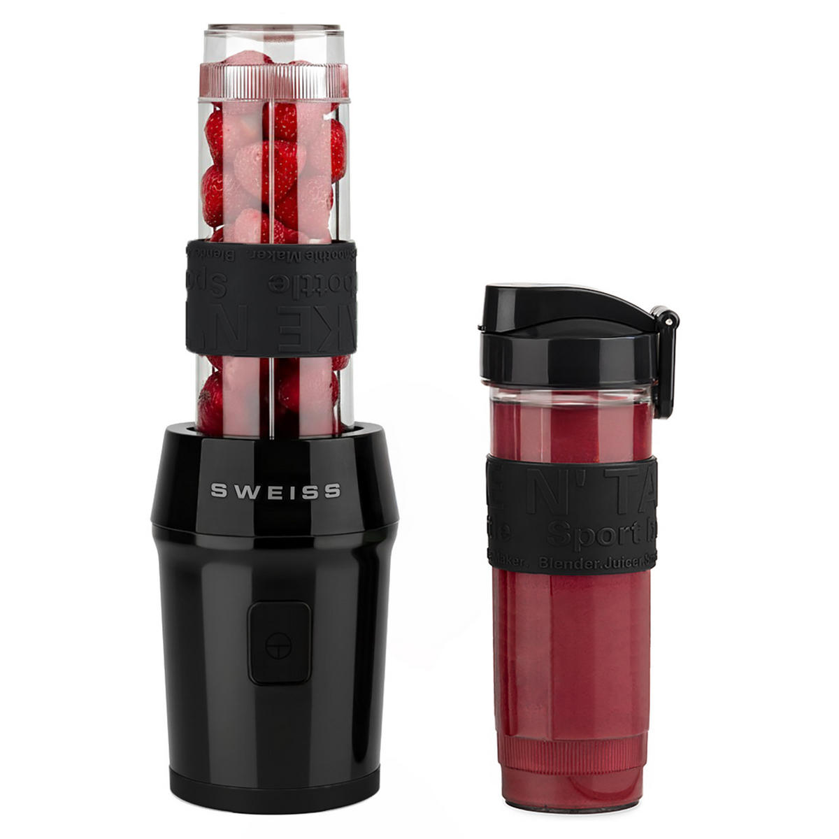 MINI-BLENDER, MOOV9 Schwarz, Smoothie-Maker - Schwarz, Metall (11.3/35/15cm) - SWEISS