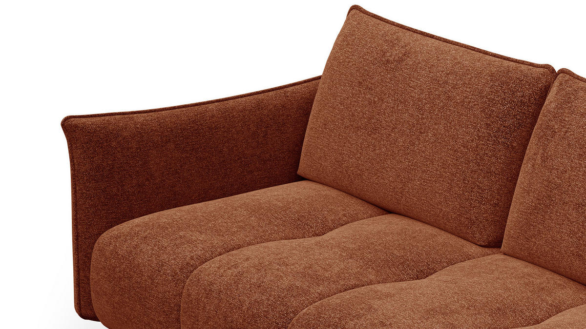 SOFA AERA 2,5-Sitzer, orange - Schwarz/Orange, Holz/Textil (187/89/96cm) - Courtois Laville