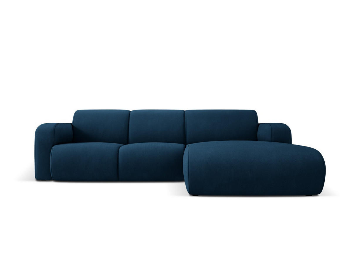 ECKSOFA rechts Molino aus strukturiertem Stoff königsblau 4 Sitzplätze - Blau, Textil (170/250cm) - Micadoni
