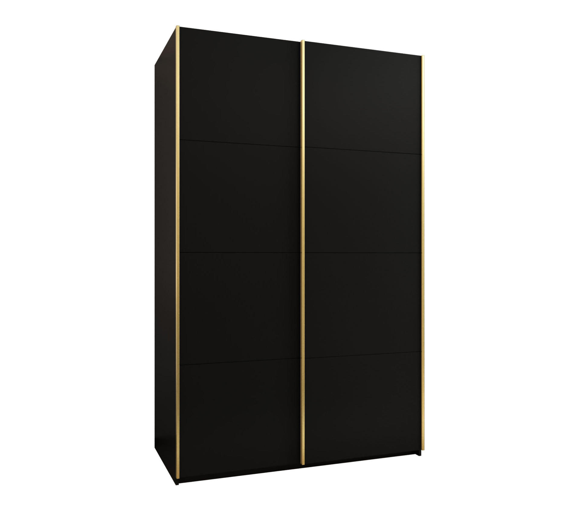 Abiks Möbel Schwebetürenschrank Schwarz, Schwarz, Gold 150x245x64 cm