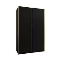 SCHWEBETÜRENSCHRANK 245,5/160/64 2-türig - Goldfarben/Schwarz, Holz/Metall (160/245/64cm) - Abiks Möbel
