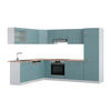 ECKKÜCHE R-Line Blau-Grau/Weiß 227 x 287 cm, AP Eiche - Blaugrau/Weiß, Holzwerkstoff (287/81.6/60cm) - Vicco