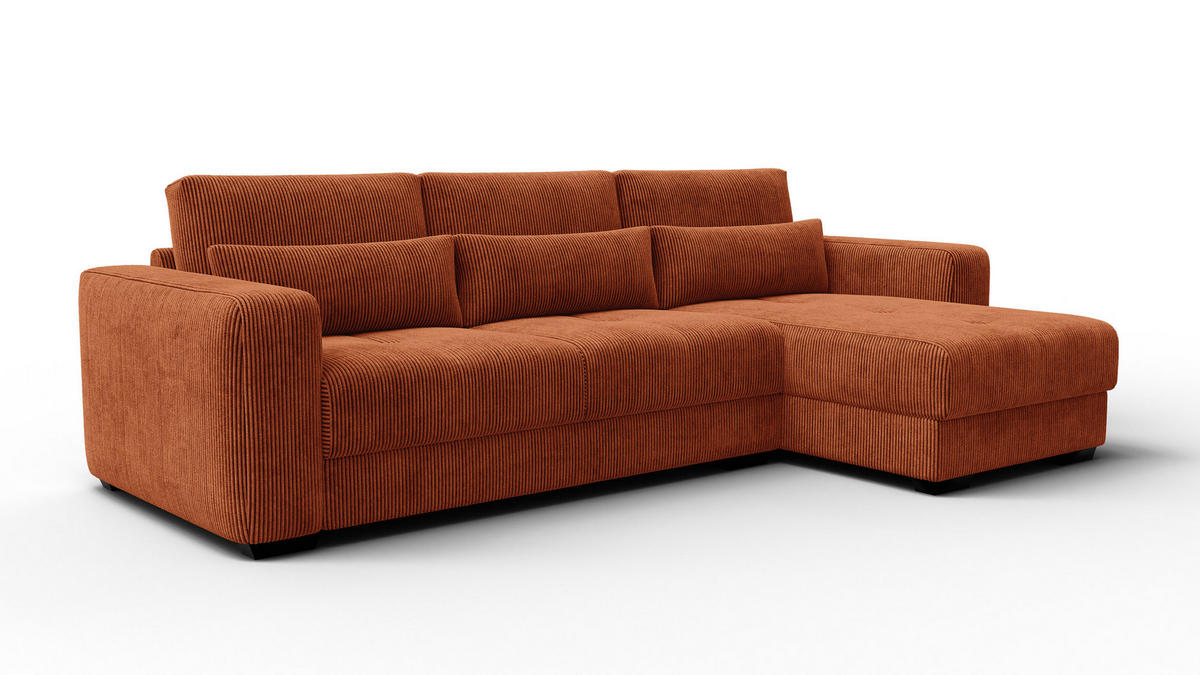 ECKSOFA OLI 4-Sitzer rechts, orange - Orange, Holz/Textil (295/172cm) - Courtois Laville