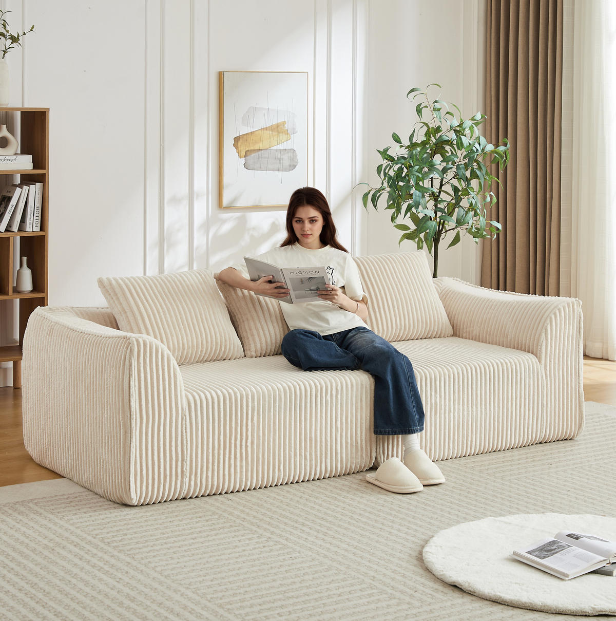 SOFA modular Cord Beige 2er-Set - Beige, Kunststoff (101/72.5/235.5cm) - Meubliv