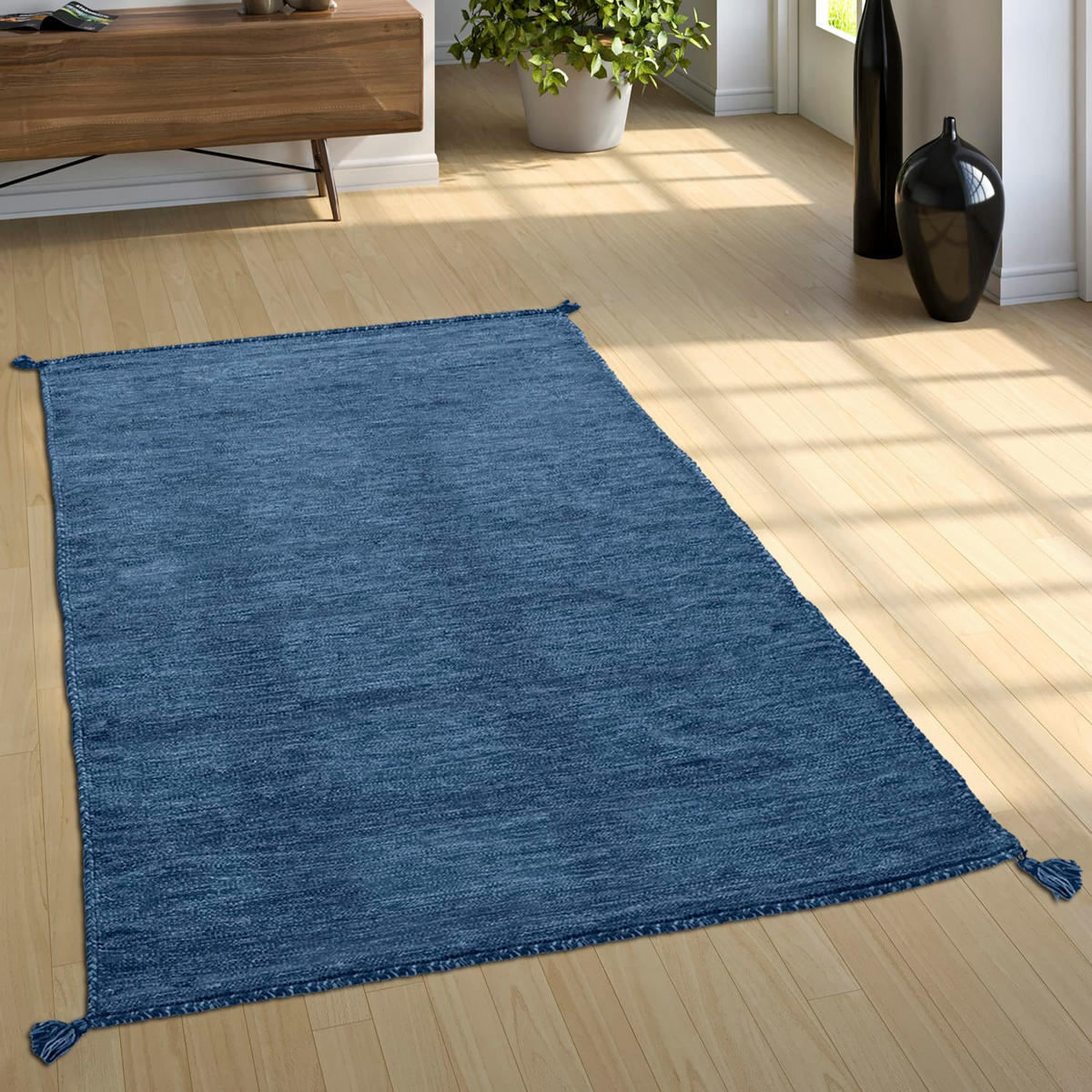 NATURFASERTEPPICH 80/150 cm Kilim 210 - Blau, Naturmaterialien (80/150cm) - Paco Home